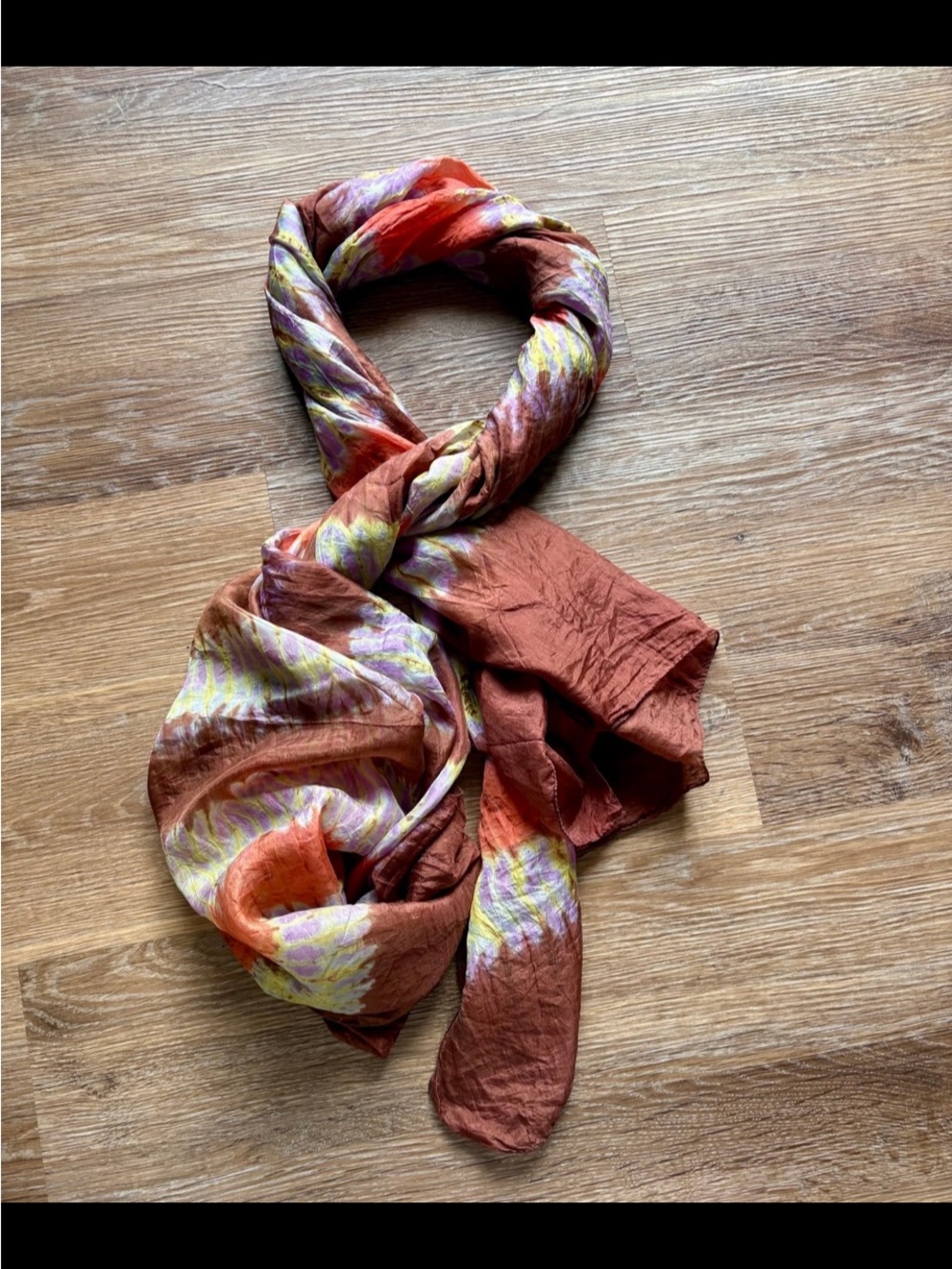 Rust Multi-Color Lightweight 100% Pure Silk Scarf